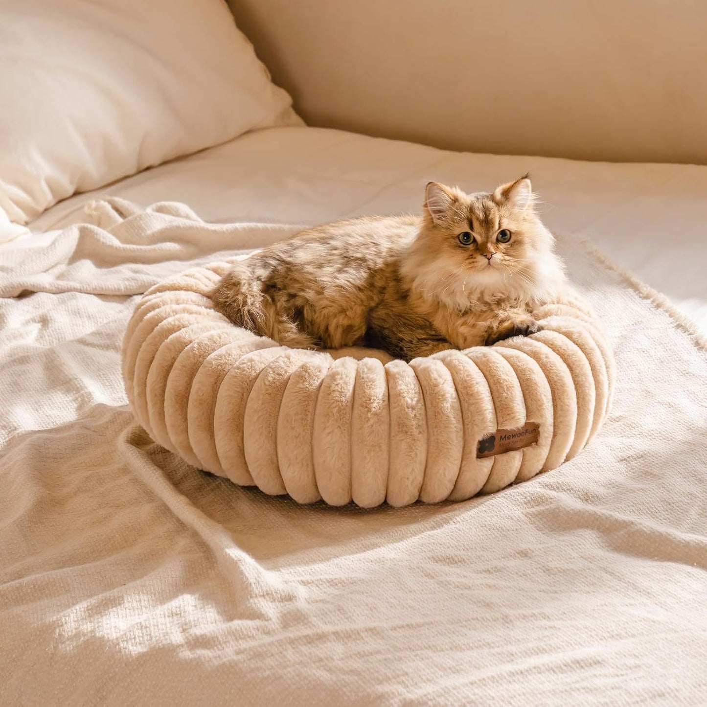 MEWOOFUN Donut Bed – Letto Rotondo Soffice per Gatti e Cani di Piccola Taglia
