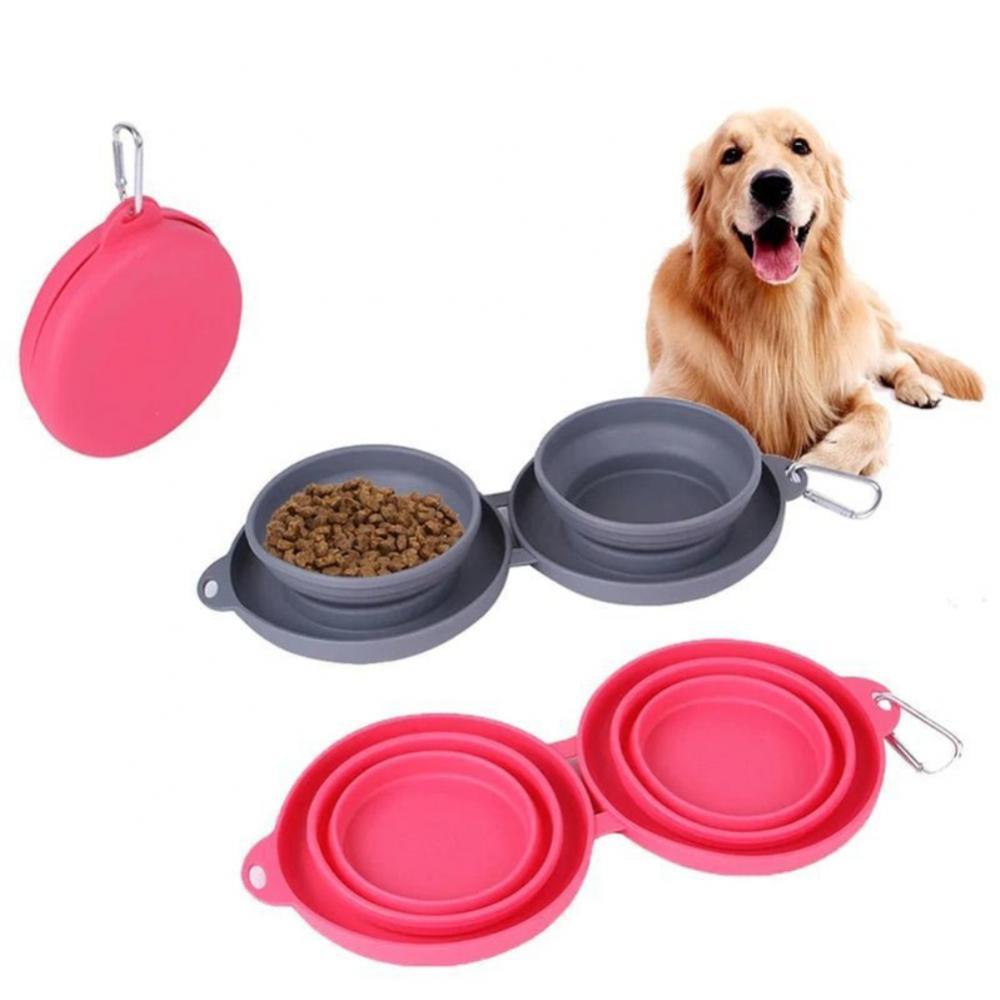 Doppia ciotola pieghevole per cibo e acqua per cani