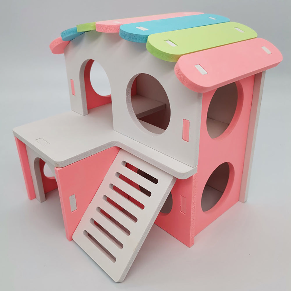 Casetta in legno colorata per criceti