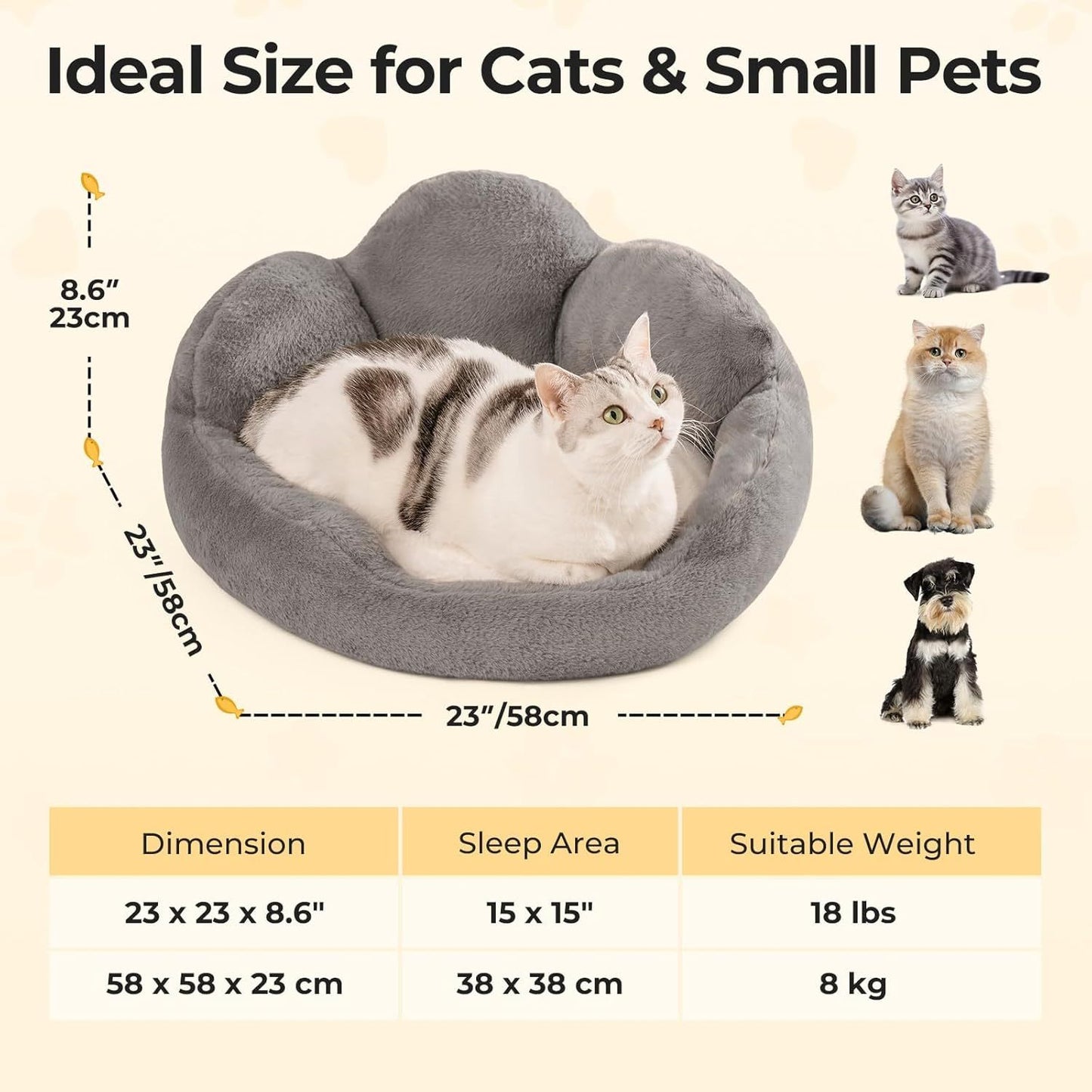 Cuccia per gatti e cani di piccola taglia MEWOOFUN – Divano letto a fiore