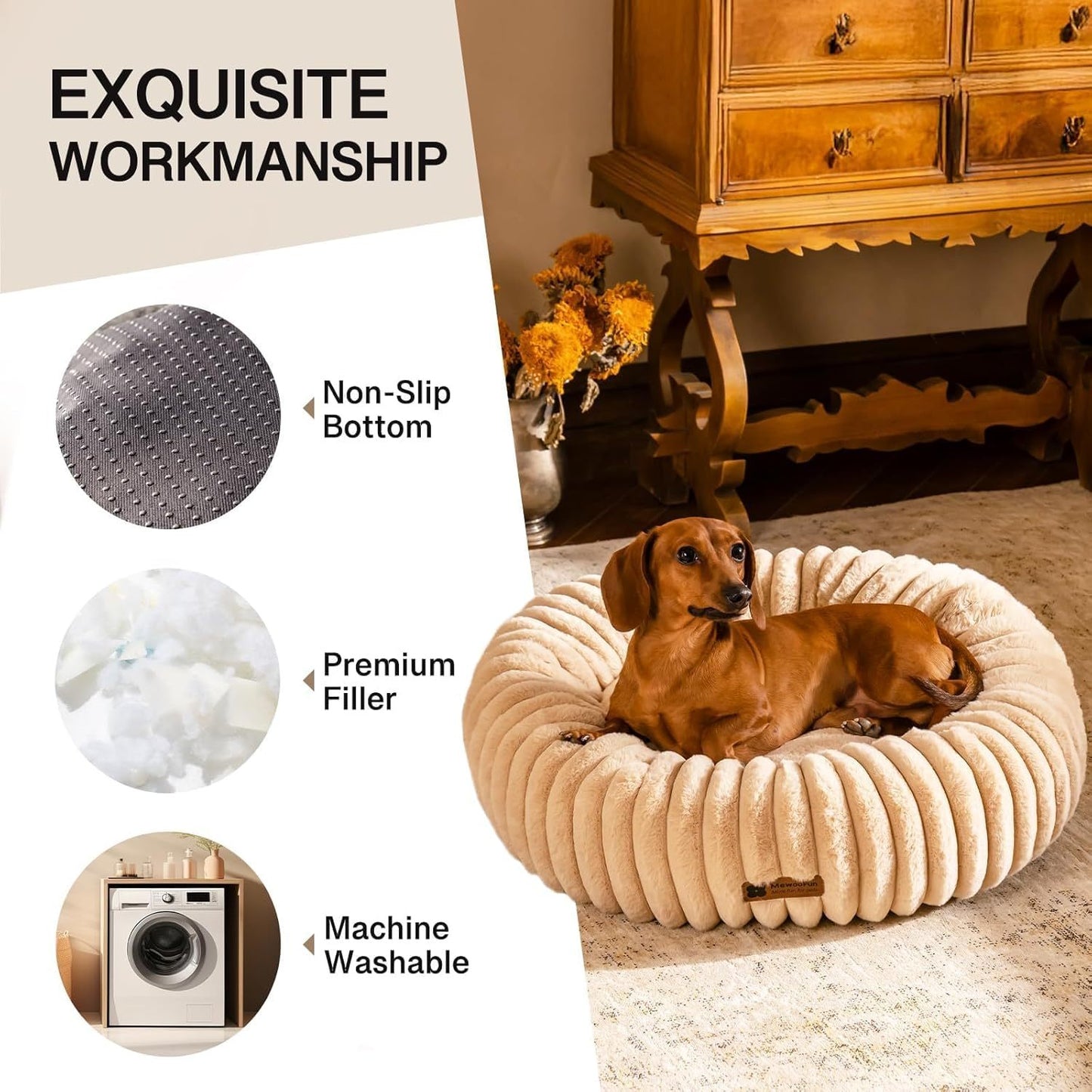 MEWOOFUN Donut Bed – Letto Rotondo Soffice per Gatti e Cani di Piccola Taglia