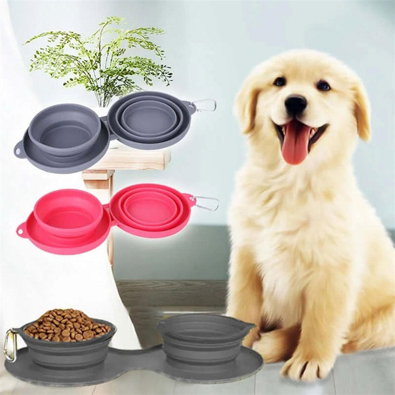 Doppia ciotola pieghevole per cibo e acqua per cani