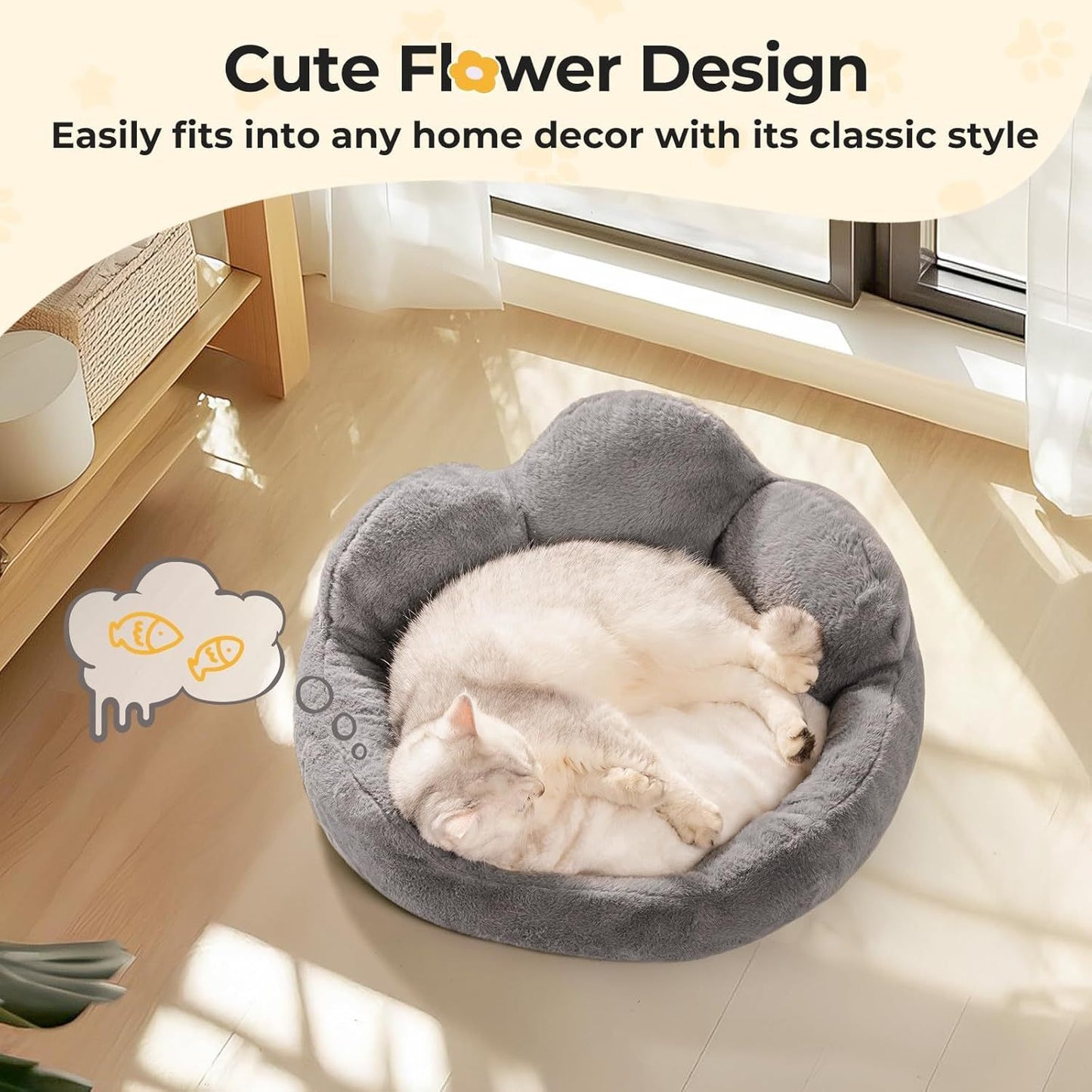 Cuccia per gatti e cani di piccola taglia MEWOOFUN – Divano letto a fiore