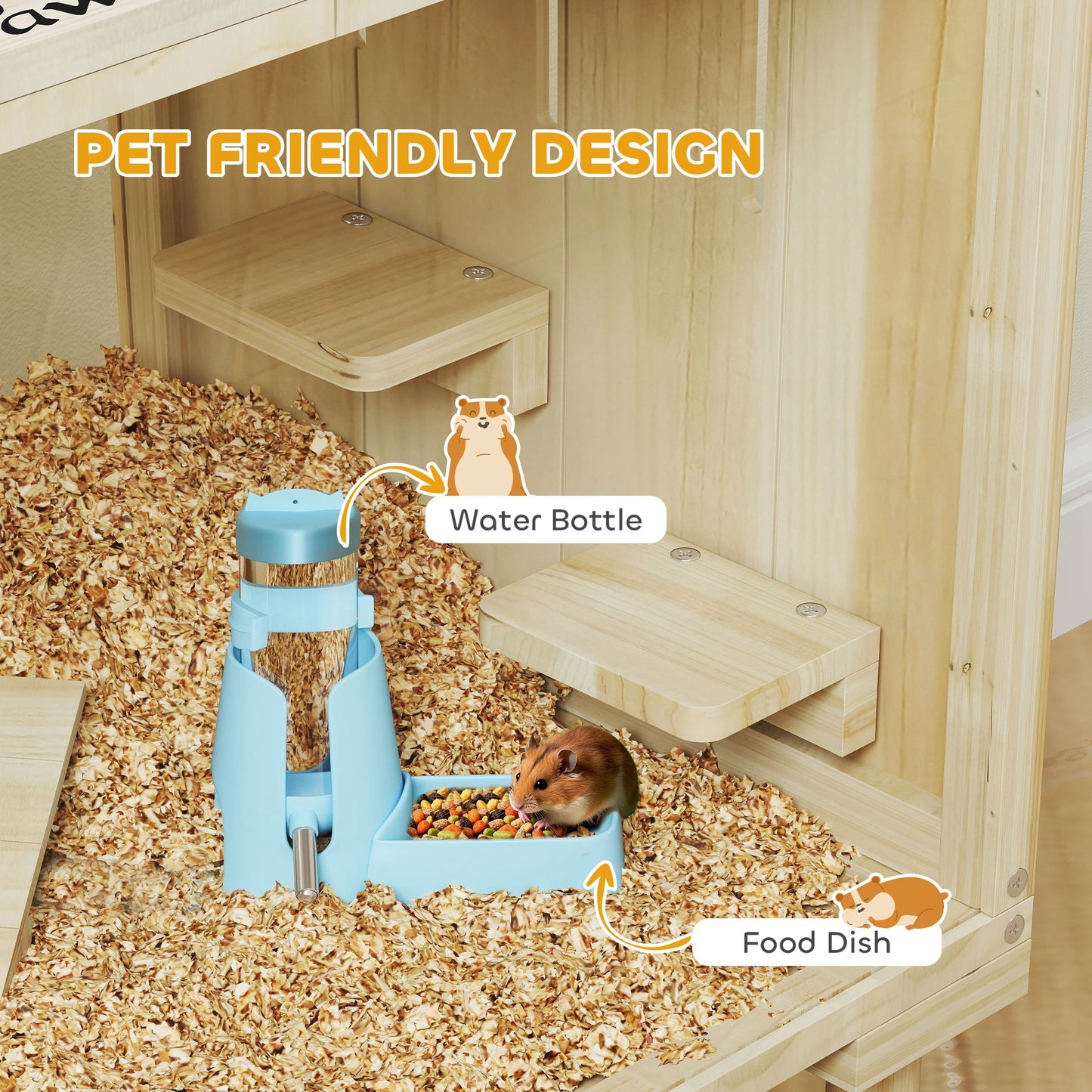 Gabbia Multilivello in Legno Naturale per Criceti e Piccoli Roditori
