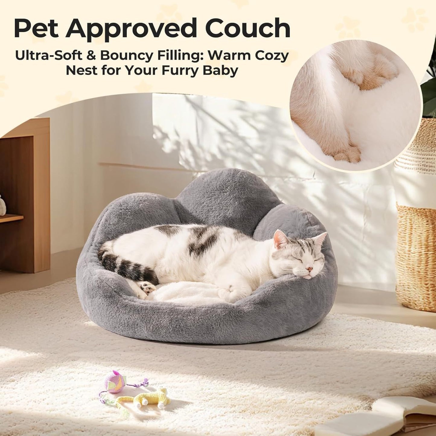 Cuccia per gatti e cani di piccola taglia MEWOOFUN – Divano letto a fiore